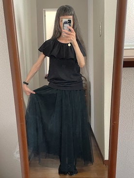 「黒コーデ」｜maiさん（レディース・146cm）の夏コーディネート