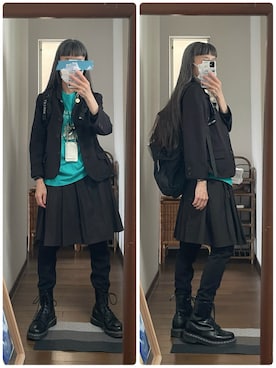 「フェリシモ（フェリシモ）のアイテム（テーラードジャケット、ブラック系）」を使った、maiさん（レディース・146cm）の春コーディネート