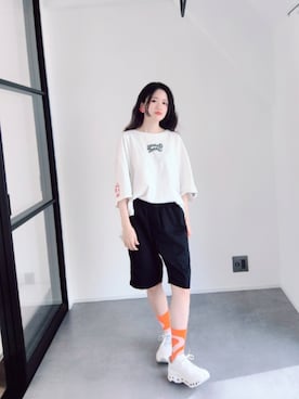 「アイテム（イヤリング（片耳用））」を使った、おとめ　ハンドメイドアクセサリー作家さん（レディース・151cm）の夏コーディネート