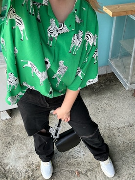 「YAHKI（ヤーキ）のアイテム（ショルダーバッグ）」を使った、Utaさん（レディース・155cm）の夏コーディネート