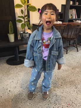 「H&M（エイチ・アンド・エム）のアイテム（ジャケット/アウター）」を使った、Utaさん（キッズ・100cm）の春コーディネート