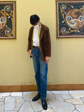 「アイテム（テーラードジャケット）」を使った、Kさん（メンズ・180cm）の秋コーディネート