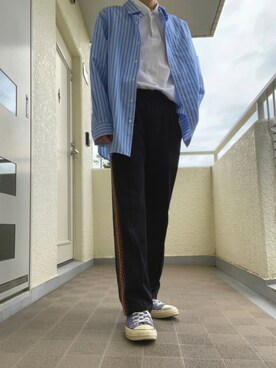 「アイテム（ポロシャツ、ホワイト系）」を使った、ゆづき　さん（メンズ・172cm）の秋コーディネート