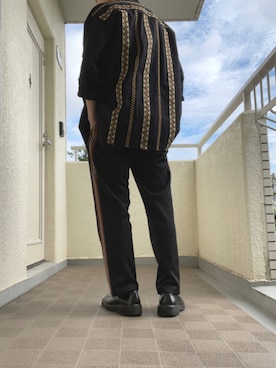 「柄×柄」｜「アイテム（その他シューズ）」を使った、ゆづき　さん（メンズ・172cm）の秋コーディネート