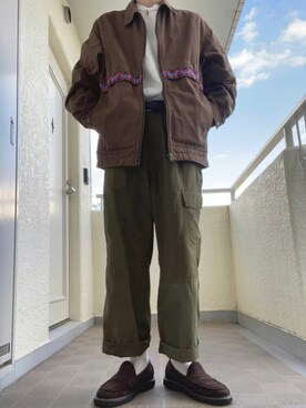 「ニコアンド」｜「アイテム（ローファー）」を使った、ゆづき　さん（メンズ・172cm）の秋コーディネート