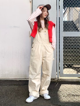 「Lee（リー）のアイテム（キャップ）」を使った、ぱっちょさん（レディース・153cm）の冬コーディネート