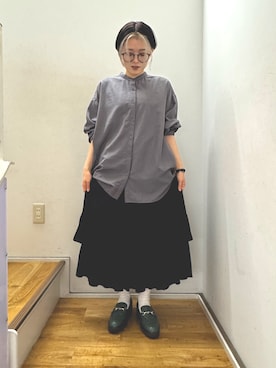 「トラックソールローファー」｜HIMIKO　明治神宮前店さん（レディース・150cm）の秋コーディネート