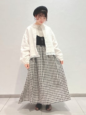 「kazumiコラボ」｜「アイテム（ハンチング/ベレー帽）」を使った、かわもと𓃟さん（レディース・153cm）の冬コーディネート