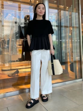 ジャージコンビ ペプラムプルオーバーを使った人気ファッション