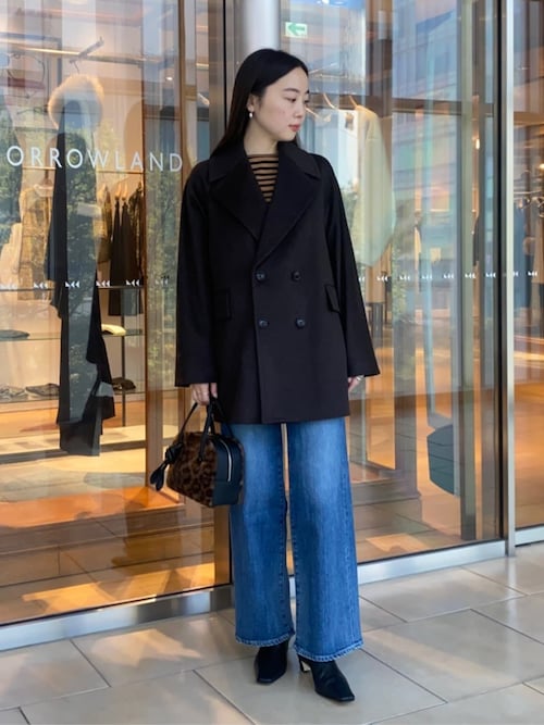 ウェービーカシミヤ ラグランショートコート（ピーコート