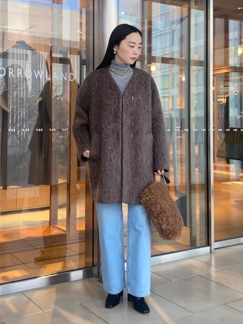 Ballsey（ボールジィ） ノーカラーコート コート フラッフィーシャギー