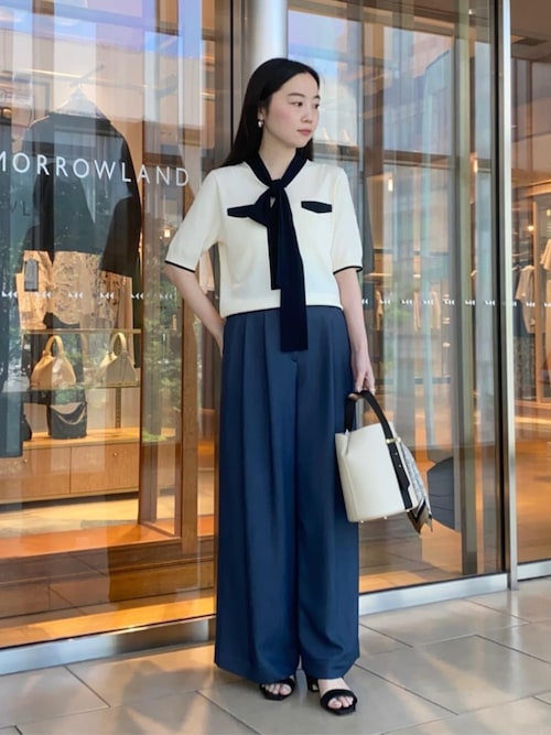 ボールジー BALLSEY ウール ニット ボウタイ カットソー S ネイビー Ballsey（ボールジィ） ニット セーター ストレッチタックドット