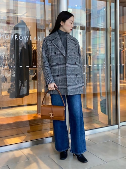 TOMORROWLAND collection ピーコート pコート カシミヤグレンチェック