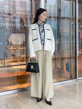 トゥモローランド　ウールナイロンブークレー フロントオープンカーディガン ウールナイロンブークレー フロントオープンカーディガン