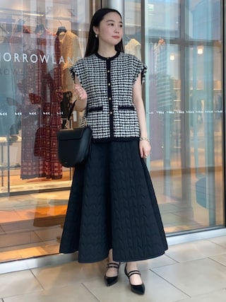 美品✨ボールジィ ニットコンビツイード フレンチスリーブジレ ベスト 白黒 Ballsey（ボールジィ） ベスト ジレ ニットコンビツイード フレンチ