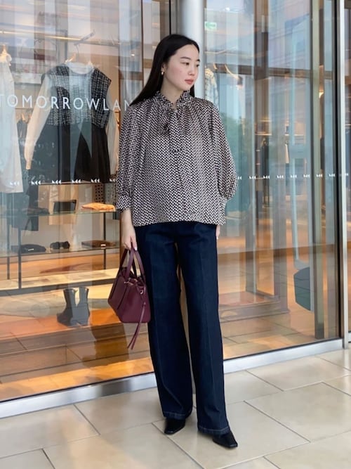 Ballsey（ボールジィ） ブラウス シャツ ラグスクエアプリント フリル