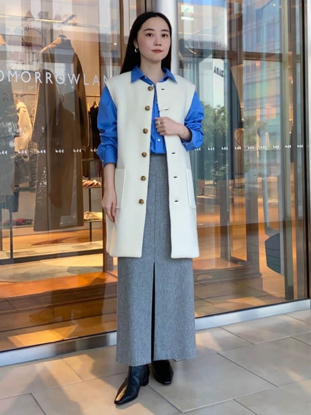 シープパイル クルーネックジレを使った人気ファッション