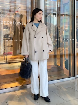 「アイテム（ノーカラーコート）」を使った、Kato_TOMORROWLANDさん（レディース・158cm）の秋コーディネート