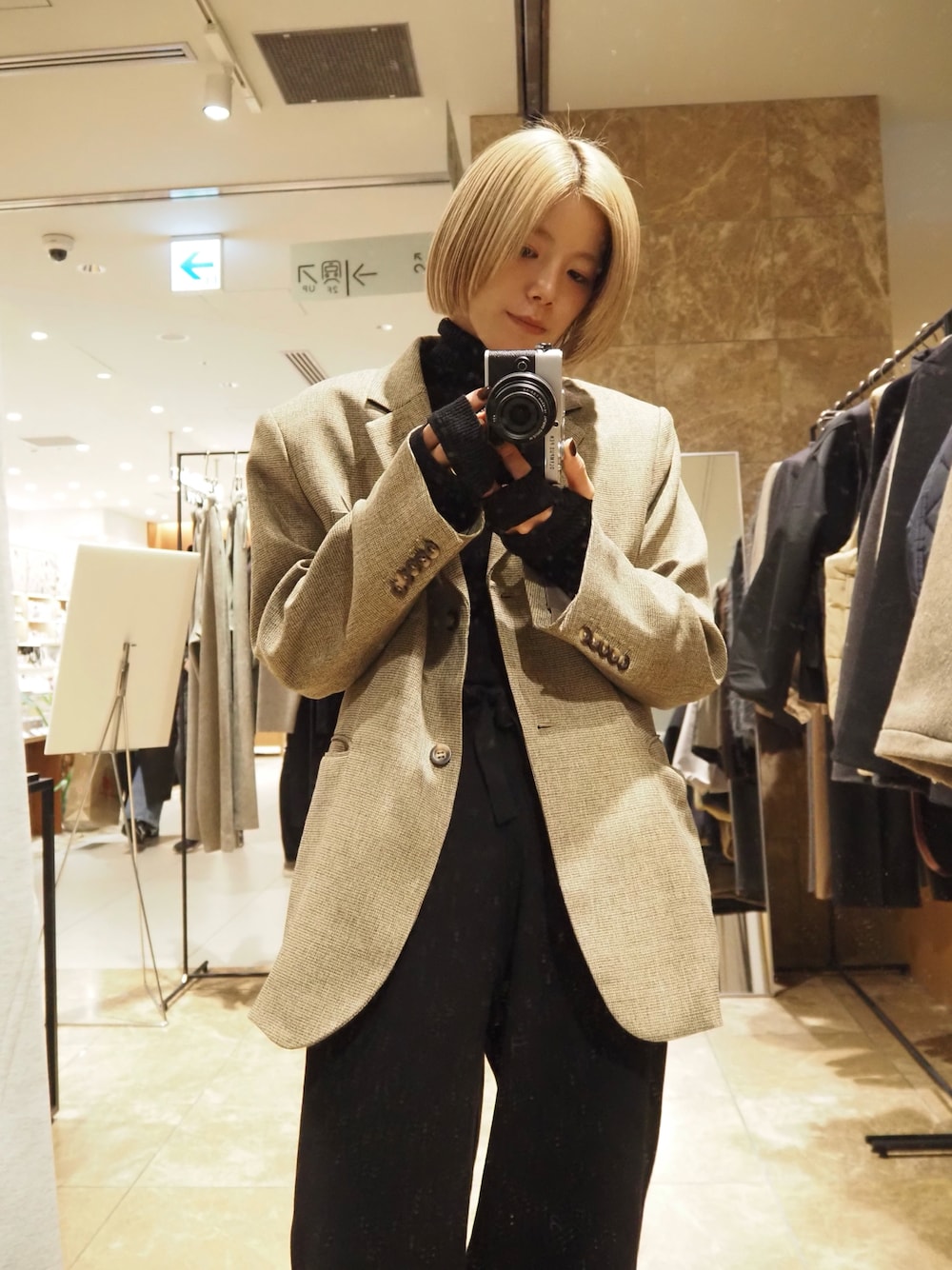 LA PEAU DE GEM】check single breasted jacket/チェックシングル