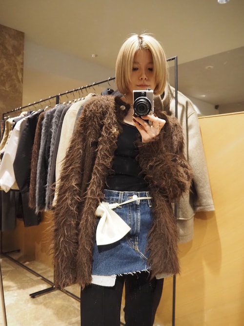 セール】【LA PEAU DE GEM】luxe shaggy c/n cardigan/リュクス
