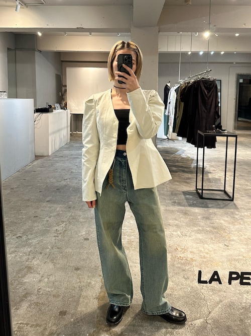LA PEAU DE GEM】shape no collar jacket/シェイプノーカラー