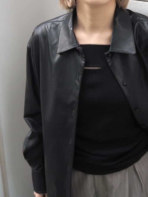 LA PEAU DE GEM】eco leather shirt/エコレザーシャツ（シャツ