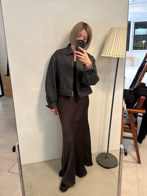 LA PEAU DE GEM】no slit satin skirt/ノースリットサテンスカート