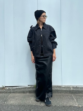 「レザースカート」｜「アイテム（ブルゾン）」を使った、sari_lpdgemさん（レディース・158cm）の秋コーディネート