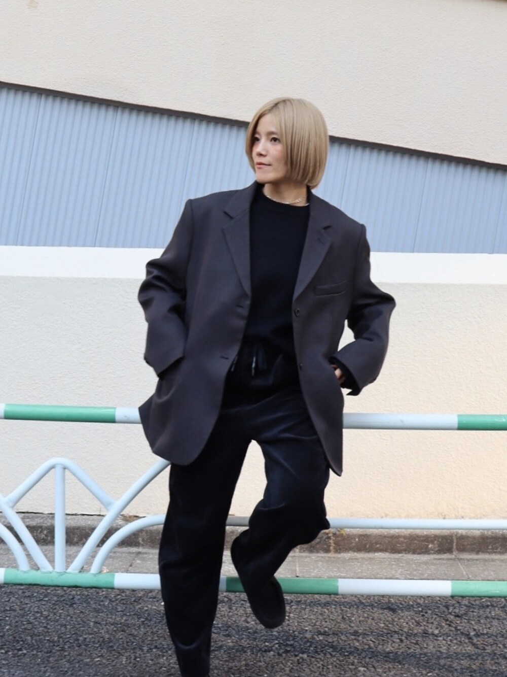 LA PEAU DE GEM】check single breasted jacket/チェックシングル