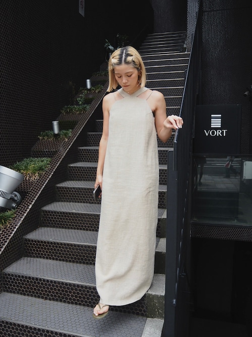 ワンピース LA PEAU DE GEM linen long one piece LA PEAU DE GEM】linen long one piece/リネンロングワンピ