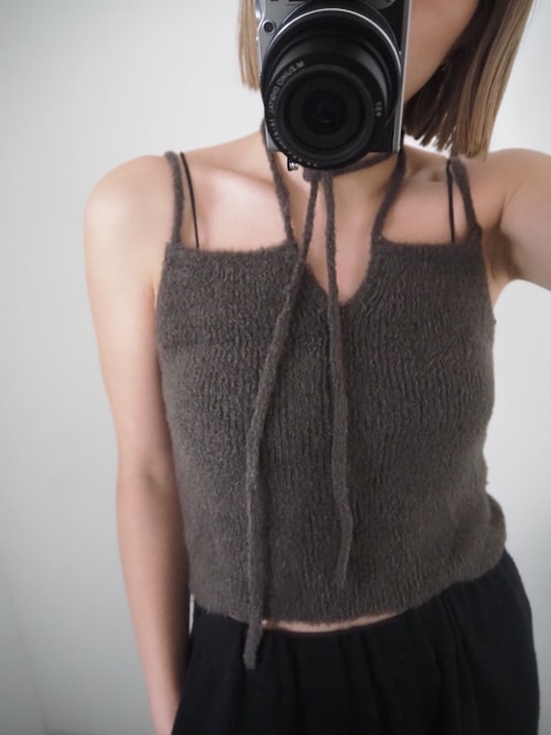 セール】【LA PEAU DE GEM】shining feather knit cami