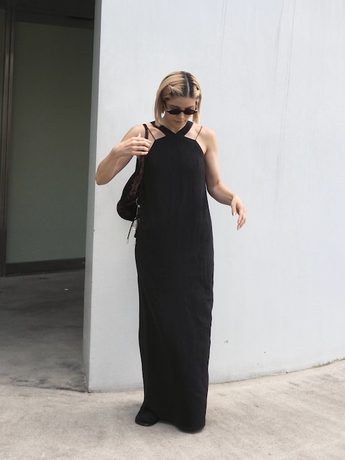 LA PEAU DE GEM】linen long one piece/リネンロングワンピ