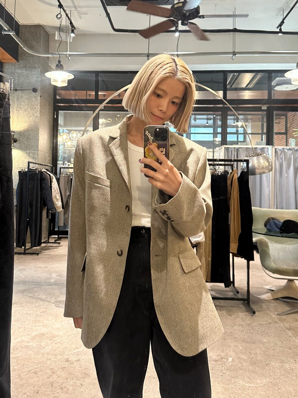 LA PEAU DE GEM】check single breasted jacket/チェックシングル LA PEAU DE GEM】check single breasted jacket/チェックシングル