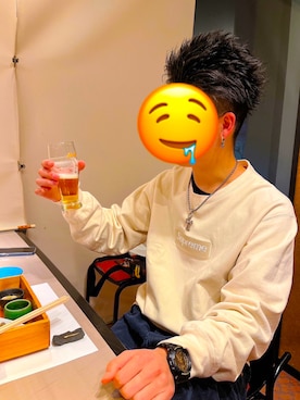 「シュプリーム」｜「アイテム（アクセサリー）」を使った、せさん（メンズ・175cm）の冬コーディネート