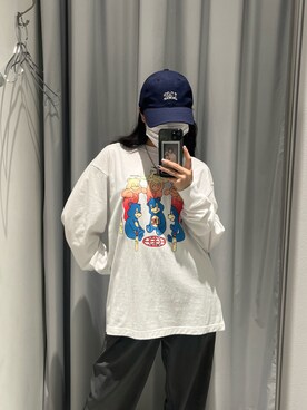「LMCのアイテム（キャップ）」を使った、Hinaさん（レディース・155cm）の夏コーディネート