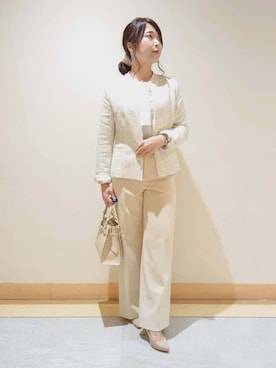 「アイテム（スーツジャケット、ホワイト系）」を使った、TOMOMIさん（レディース・153cm）の冬コーディネート