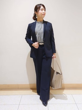 「アイテム（スーツジャケット、ブルー系）」を使った、TOMOMIさん（レディース・153cm）の冬コーディネート