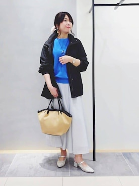 「INDIVI（インディヴィ）のアイテム（ブルゾン）」を使った、TOMOMIさん（レディース・153cm）の春コーディネート