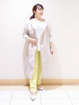 「春コート」｜「アイテム（ノーカラーコート）」を使った、TOMOMIさん（レディース・153cm）の冬コーディネート