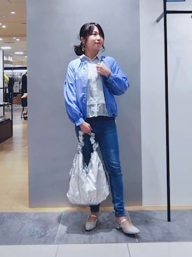 「INDIVI（インディヴィ）のアイテム（ブルゾン）」を使った、TOMOMIさん（レディース・153cm）の春コーディネート