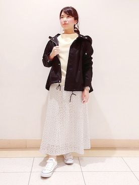 「春コート」｜「アイテム（ブルゾン）」を使った、TOMOMIさん（レディース・153cm）の春コーディネート