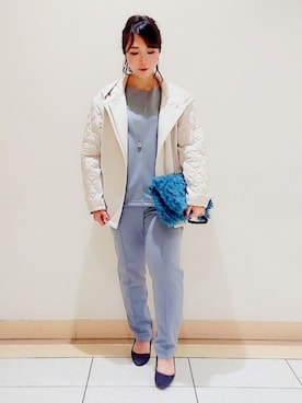 「ドロストパンツ」｜TOMOMIさん（レディース・153cm）の冬コーディネート