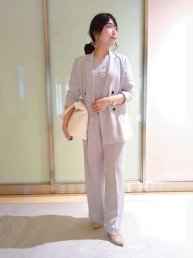 「アイテム（スーツジャケット、グレー系）」を使った、TOMOMIさん（レディース・153cm）の春コーディネート
