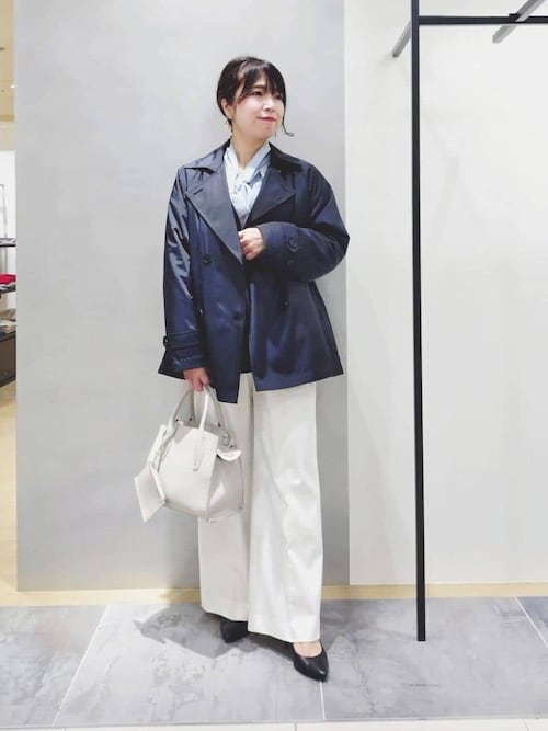 ✿　ebure ビスジョーゼットボウタイシャツブラウス 洗える】ソフトジョーゼット ボウタイブラウス（シャツ・ブラウス