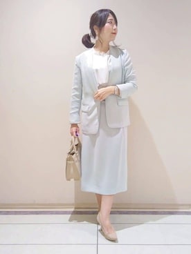 「アイテム（スーツジャケット、グリーン系）」を使った、TOMOMIさん（レディース・153cm）の冬コーディネート
