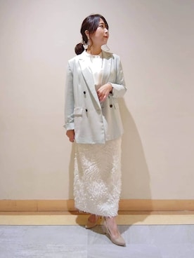 「アイテム（スーツジャケット、グリーン系）」を使った、TOMOMIさん（レディース・153cm）の冬コーディネート