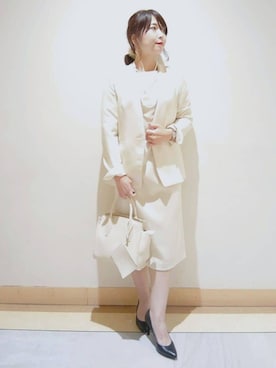「アイテム（スーツジャケット、ホワイト系）」を使った、TOMOMIさん（レディース・153cm）の冬コーディネート