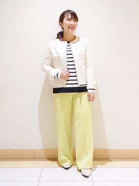 「ほめられ本命コーデ」｜「アイテム（ノーカラージャケット）」を使った、TOMOMIさん（レディース・153cm）の冬コーディネート