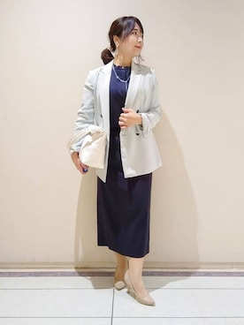 「アイテム（スーツジャケット、グリーン系）」を使った、TOMOMIさん（レディース・153cm）の冬コーディネート