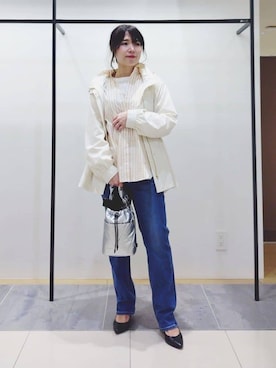 「INDIVI（インディヴィ）のアイテム（ブルゾン）」を使った、TOMOMIさん（レディース・153cm）の春コーディネート